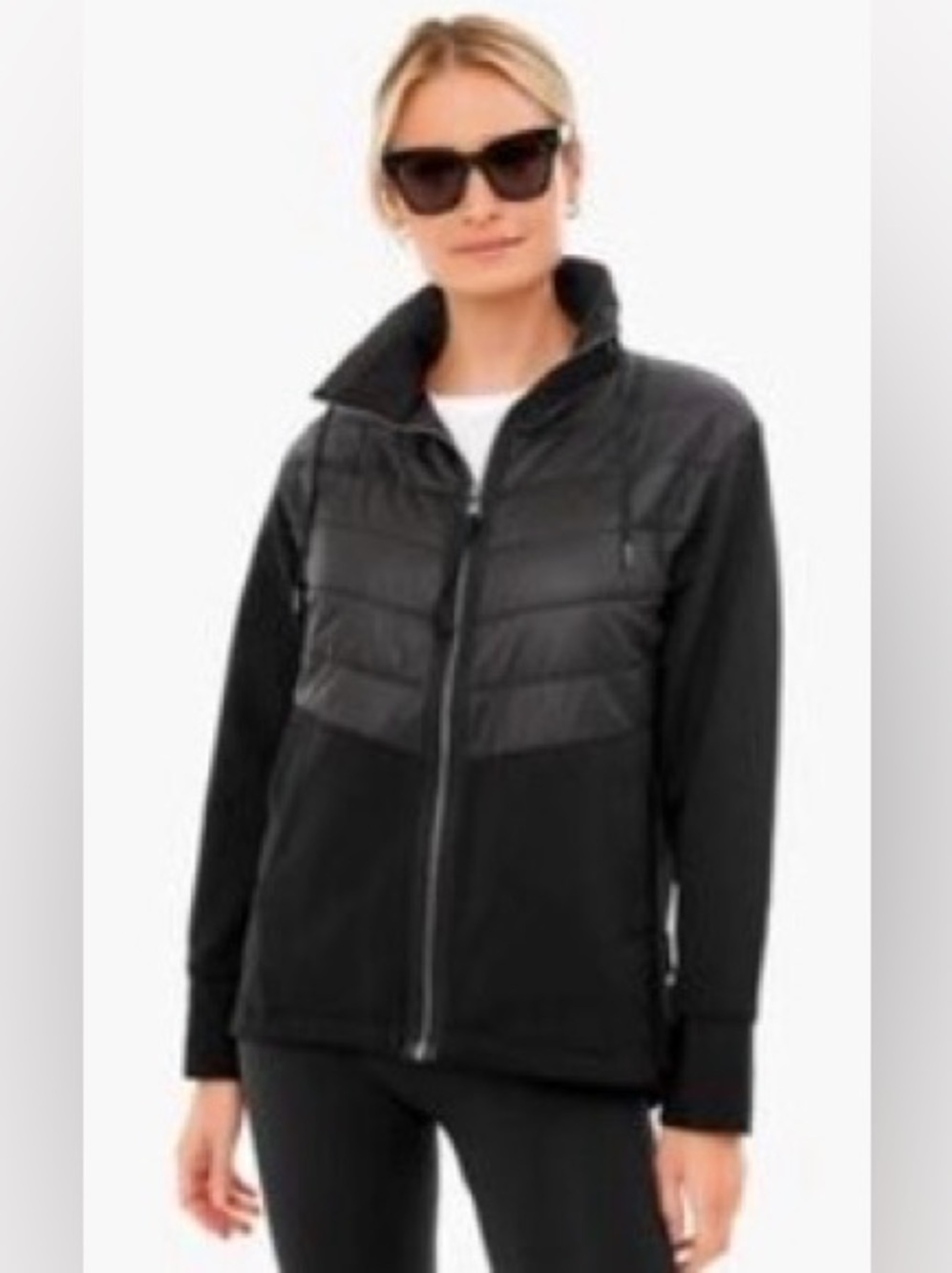 Varley Black Quilted-Panel Full Zip Puffer Jacket VGUC XS